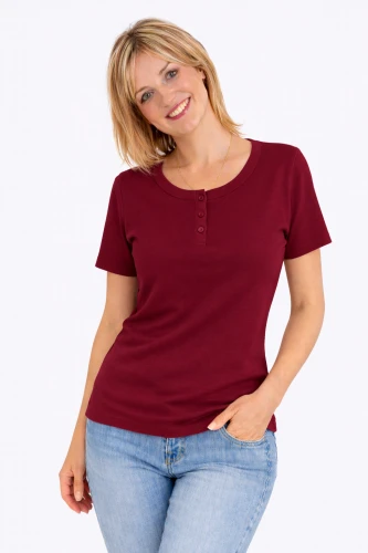 Koszulka damska polo - bordowa , gładka